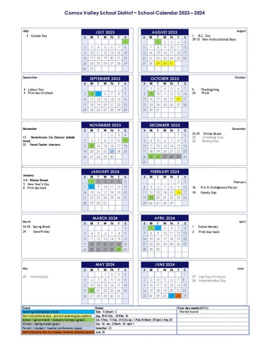 Notification of amendments to the District Calendar for the 20252025